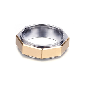 Bague Écrou Hexagonal Pour Hommes Acier Inoxydable Géométrique Style Industriel Plaqué Or Bicolore