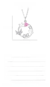 Size chart showing S925 silver butterfly necklace pendant measuring 17.2x17.1mm with specifications