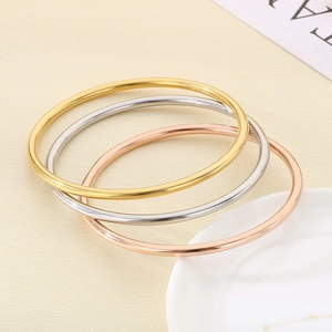 3mm minimalist stackable bangle set in gold silver and rose gold plated stainless steel
