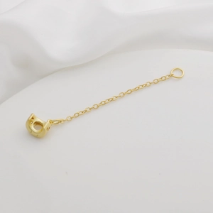 Detail of 18K gold plated sliding extender chain for DIY jewelry making and adjustment