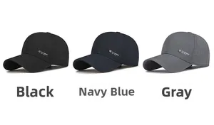 Tre cappellini da baseball regolabili da uomo in nero, blu navy e grigio con logo in metallo