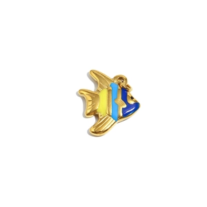 18K gold plated fish pendant with blue and yellow enamel for jewelry making