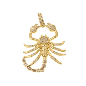 Exquisite gold-plated scorpion pendant necklace with sparkling white rhinestones inlay