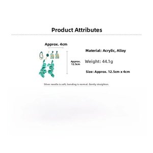 Detailed size and weight specs for acrylic and alloy geometric dangle earring set