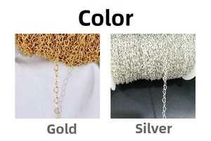 Detailed comparison of hollow heart-shaped copper chain links in gold and silver finishes