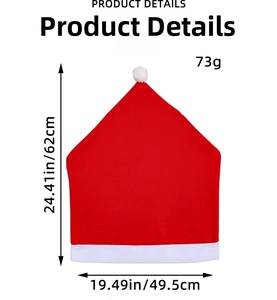 Detail view of red and white Santa hat chair cover with dimensions 62x49.5cm