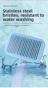 Washable stainless steel 0.45mm pet grooming brush bristles shown under splashing water