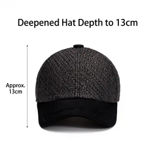 Deep grey woven baseball cap with 13cm deep fit crown and curved sun visor brim