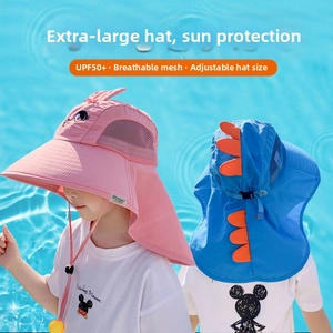 Close-up of kids sun hat with UPF 50+ wide brim and breathable mesh vents for summer
