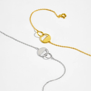Elegant S925 sterling silver interlocking geometric bracelet in gold and silver finish