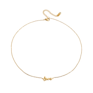 Elegant 18K gold plated stainless steel necklace featuring a cursive love letter pendant
