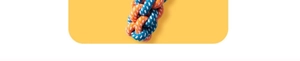 Close-up detail of durable orange and blue braided rope toy for pet dental care