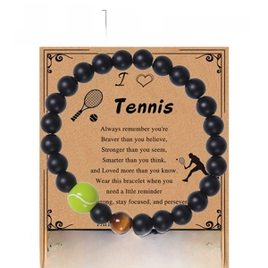Bracelet de tennis en pierre naturelle 8mm avec œil de tigre et perle sur carte cadeau