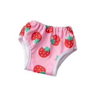 Pink dog physiological pants with cute strawberry print and elastic waist for small pets