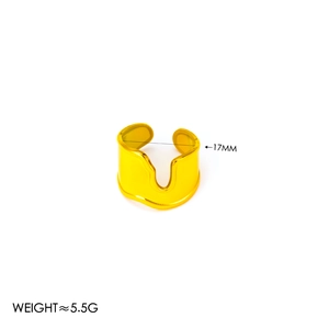 Irregular golden open ring with 17mm inner diameter and unique textured wavy design