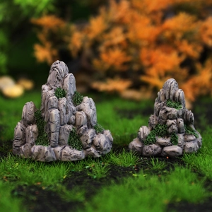 Mini Simulation Rockery Resin Craft Mountain Ornament Micro Landscape Fairy Garden Succulent Decor Aquarium Accessory Realistic Moss