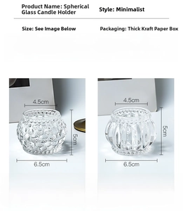 Size specifications for spherical glass candle holder with soda-lime lead-free texture