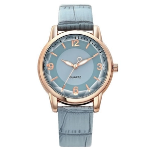 Women Fashion Quartz Watch Alloy Case Crocodile Texture Faux Leather Strap Round Dial Analog Wristwatch For Ladies