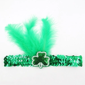 Groene pailletten veren haarband St Patricks Day feestelijk haaraccessoire carnaval
