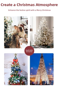 Various Christmas tree decorating styles including snowy Nordic and festive red themes