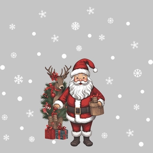 Christmas window stickers featuring Santa Claus, reindeer, and tree for holiday decoration