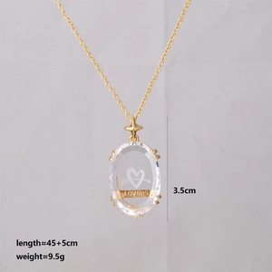 Detail showing the lovers crystal tarot pendant dimensions with 45cm chain length