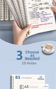 Detail view of B5 and A5 spiral notebooks with handwritten math notes on lined paper