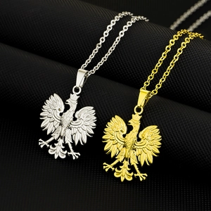Polish Eagle Pendant Necklace Stainless Steel National Emblem Poland Coat Of Arms Hip Hop Jewelry For Men Women