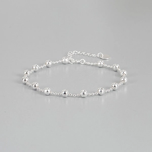 Bracciale in Argento Sterling 925 con Perline Tonde per Donna Stile INS Minimalista Catena Regolabile Fatto a Mano Gioielli