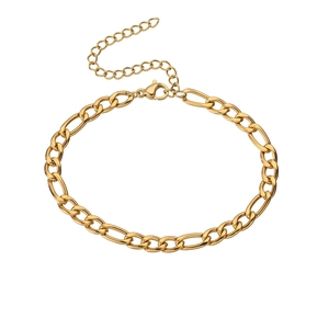 Minimalist gold link chain bracelet with oval links and lobster clasp on white background