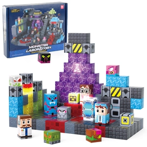 Magnetic building blocks from Monster Laboratory with colorful pixelated monster figures