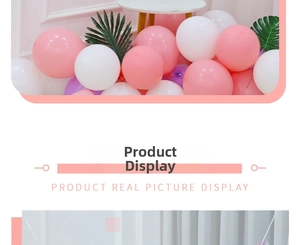 Detail of pink and white matte latex balloons for unicorn birthday party background
