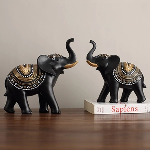 Elephant Statues Ornaments Resin Lucky Trunk Up Figurines Modern Bohemian Home Office Desktop Decor