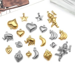 Pendentifs assortis en acier inoxydable or et argent en formes d'étoile et d'éléphant