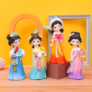 Ancient Chinese Style Girl Figurine Resin Ornament Desktop Decoration Traditional Hanfu Statue Gift For Girls