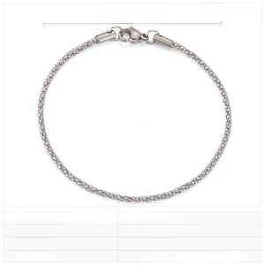 Macro view of 190x2mm stainless steel woven chain bracelet showing detailed punk style link