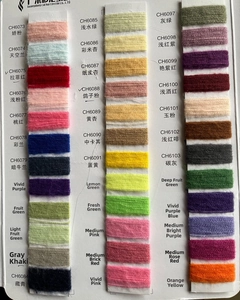 Detailed color chart showing 36 shades of thick wave knit yarn for thermal gloves