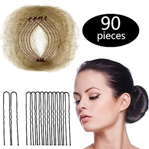 Hair styling set detail with 90 pieces mesh hair nets and black U-shaped hairpins
