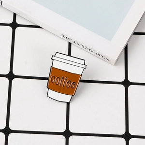 Creative Cartoon Coffee Cup Enamel Pin Badge Alloy Baking Paint Brooch Accessory For Clothes Bags Jewelry Gift Unisex