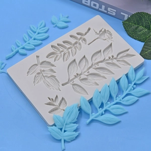 Leaf branch silicone mold for DIY cake decorating and fondant with high texture detail