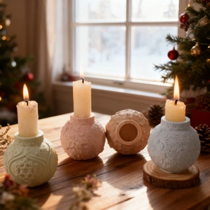 Christmas snowflake relief ball candle holders in assorted pastel colors for home decor