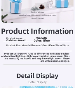 Blue Christmas wreath for holiday window decor available in four different sizes