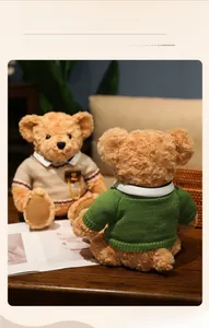Detailed close-up of teddy bears in knit sweaters with high-elastic PP cotton padding