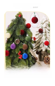 Detailed view of 3cm colorful flocked Christmas ball ornaments with size specification