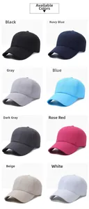 Matrix display of breathable quick-dry baseball caps in eight vibrant colors for sports