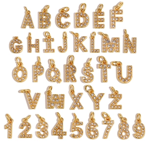 Alphabet Number Pendants Stainless Steel With White Rhinestones For DIY Necklaces Bracelets Jewelry Making Accessories