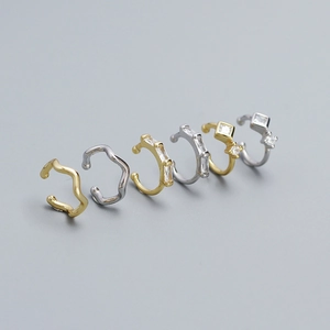 925 Sterling Silver Ear Cuff Non Pierced Zircon Geometric Stackable Wave Earrings For Women Minimalist Individual Jewelry