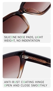 Detail of tortoise shell sunglasses featuring soft silicone nose pads and metal hinges