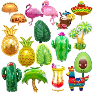Tropical Party Foil Balloons Summer Hawaii Theme Flamingo Pineapple Cactus Coconut Tree Shape Decorations For Birthday Wedding