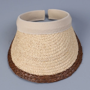 Detailaufnahme der Raffia-Sonnenhut-Struktur mit braunem Rand und Open-Top-Design